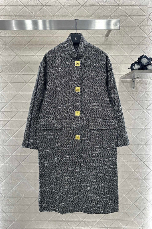 25 Collar cocoon shaped long coat