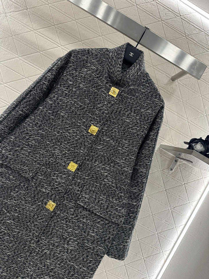 25 Collar cocoon shaped long coat