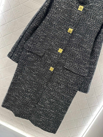 25 Collar cocoon shaped long coat