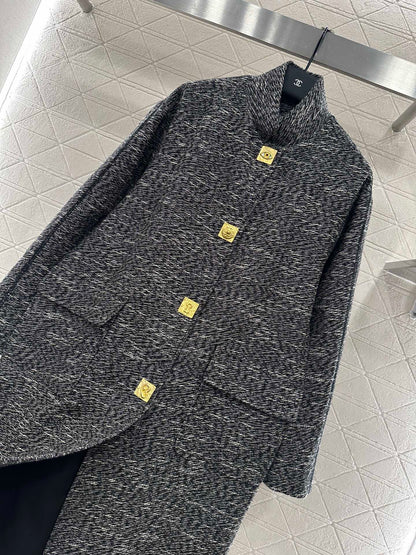 25 Collar cocoon shaped long coat