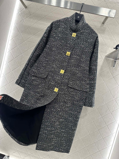 25 Collar cocoon shaped long coat