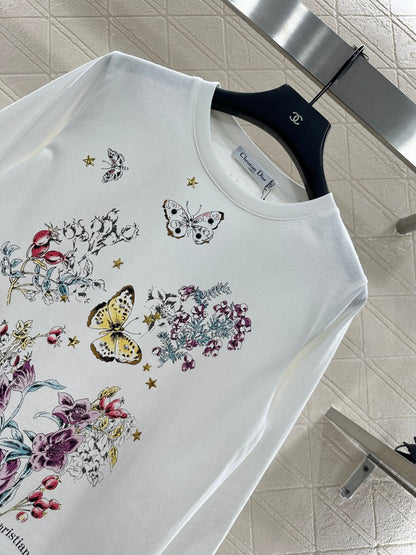 25 Round neck printed cotton long sleeved shirt