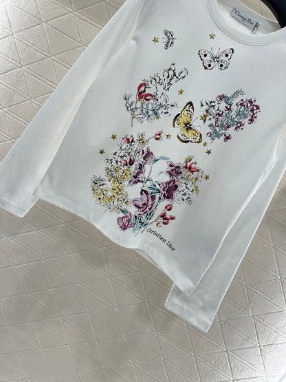 25 Round neck printed cotton long sleeved shirt