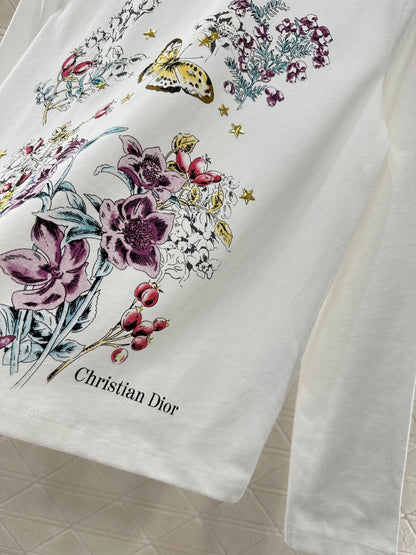 25 Round neck printed cotton long sleeved shirt