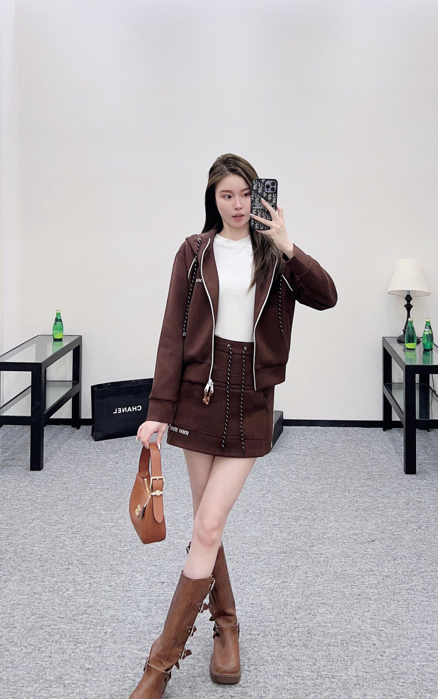 25 Hooded jacket and short skirt set