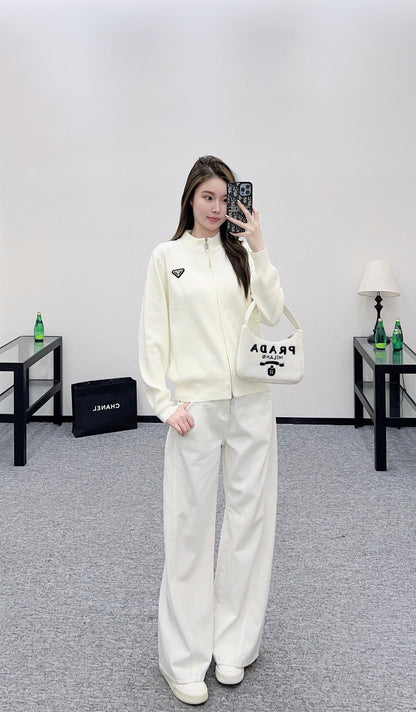 25 Zipper knitted wool jacket