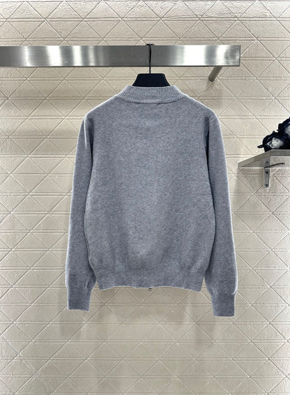 25 Zipper knitted wool jacket