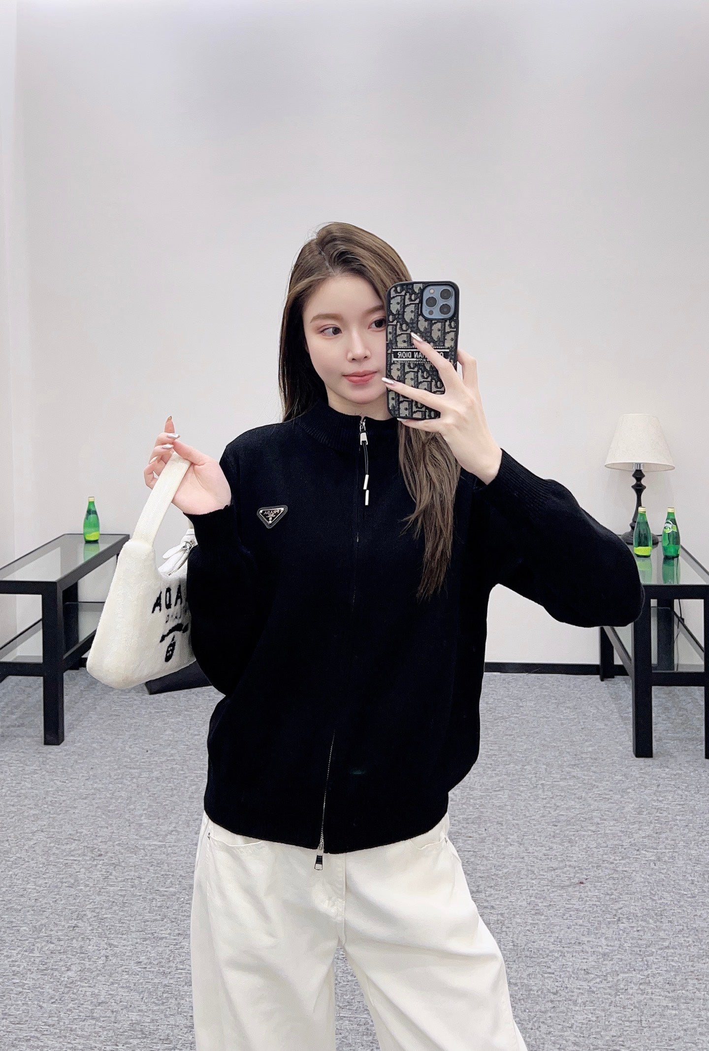 25 Zipper knitted wool jacket