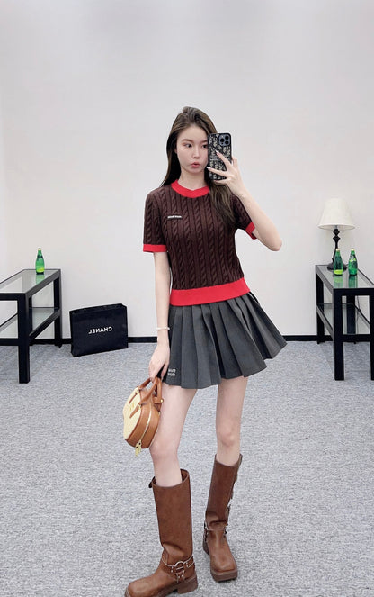 25 Fried Dough Twists letter knitting wool short sleeve