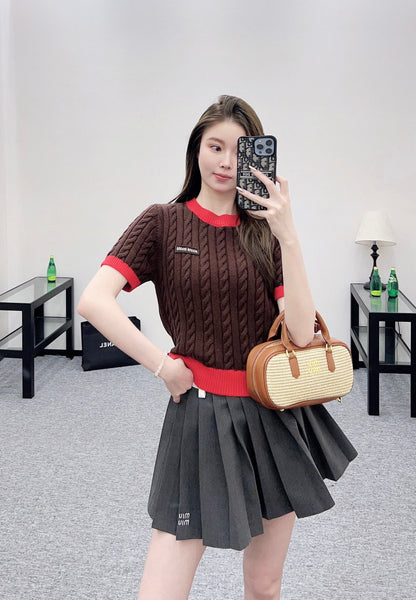 25 Fried Dough Twists letter knitting wool short sleeve