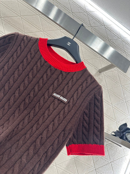 25 Fried Dough Twists letter knitting wool short sleeve