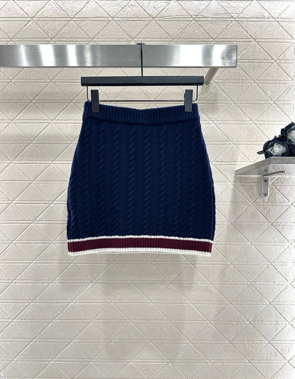 25 Collar Knitted Top, Short Skirt, Cashmere Set