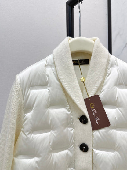 25 New knitted spliced goose down jacket