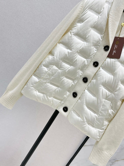 25 New knitted spliced goose down jacket