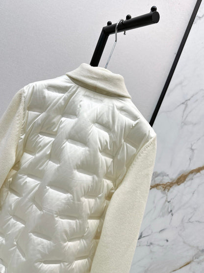 25 New knitted spliced goose down jacket