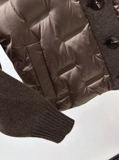 25 New knitted spliced goose down jacket