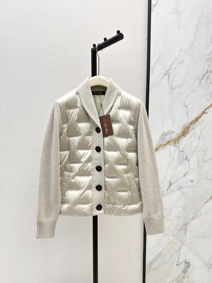 25 New knitted spliced goose down jacket