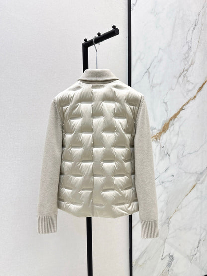 25 New knitted spliced goose down jacket