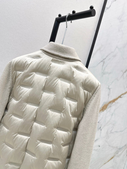 25 New knitted spliced goose down jacket