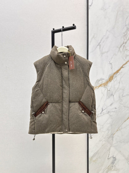 25 New drawstring waistband woolen down vest jacket