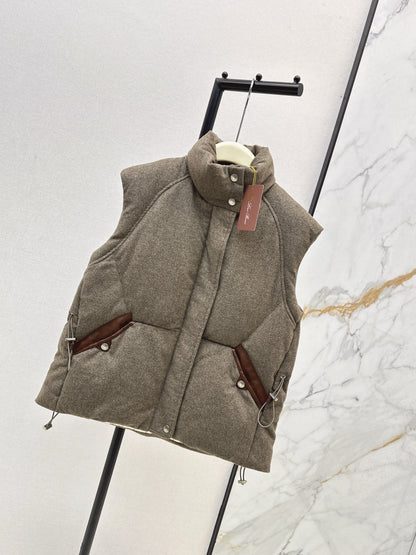 25 New drawstring waistband woolen down vest jacket