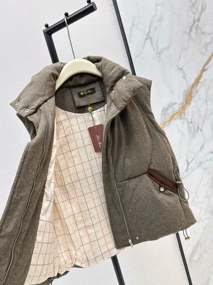 25 New drawstring waistband woolen down vest jacket