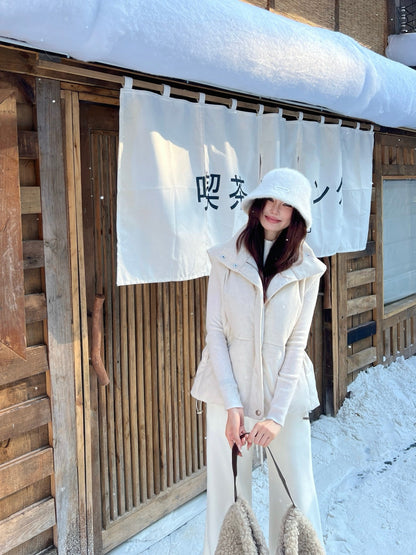 25 New drawstring waistband woolen down vest jacket