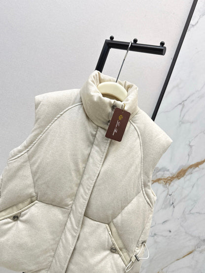 25 New drawstring waistband woolen down vest jacket
