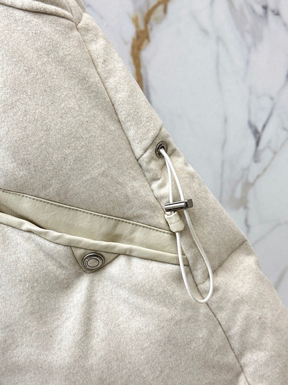 25 New drawstring waistband woolen down vest jacket