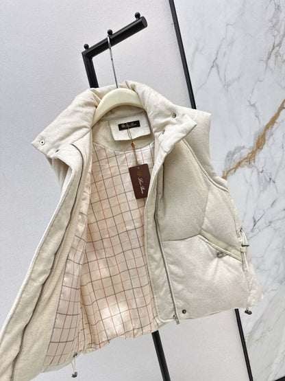 25 New drawstring waistband woolen down vest jacket