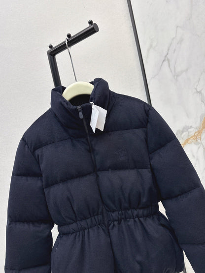 25 New drawstring waistband woolen down jacket(NAVY/BROWN)