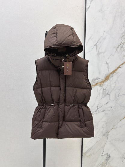 25 New drawstring waistband down vest jacket