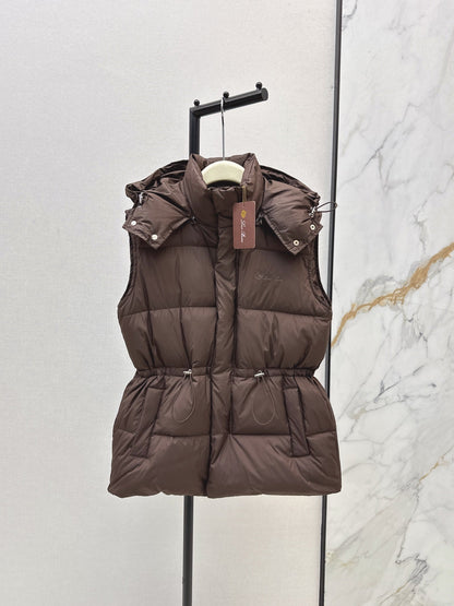 25 New drawstring waistband down vest jacket