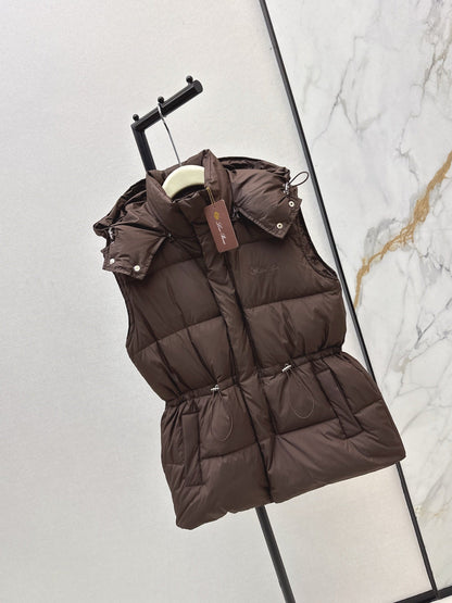 25 New drawstring waistband down vest jacket