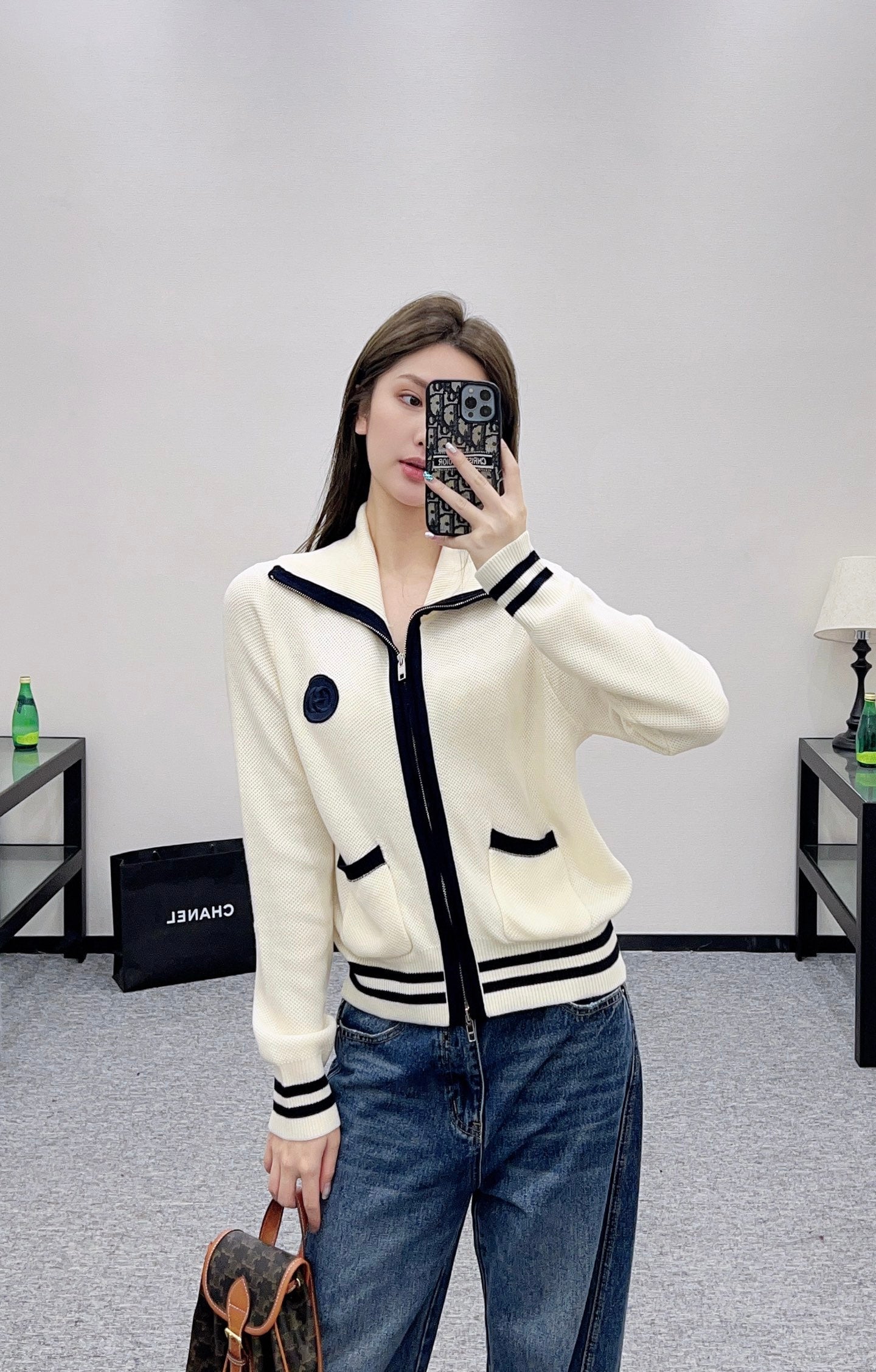 25 Zipper knitted wool cardigan