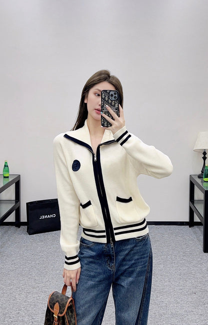 25 Zipper knitted wool cardigan