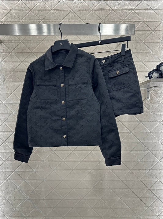 25 Jacquard jacket shorts set