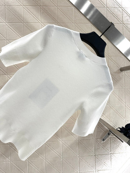 25 Bow tie round neck short sleeved sweater