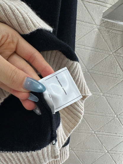 25fw Color blocking pocket knitted suit