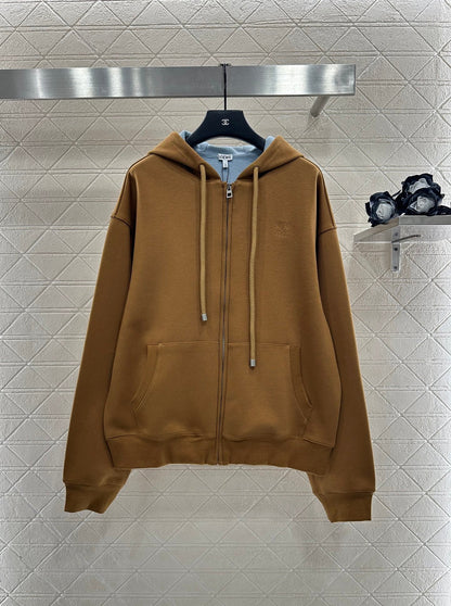 25 Hooded zipper open top drawstring jacket