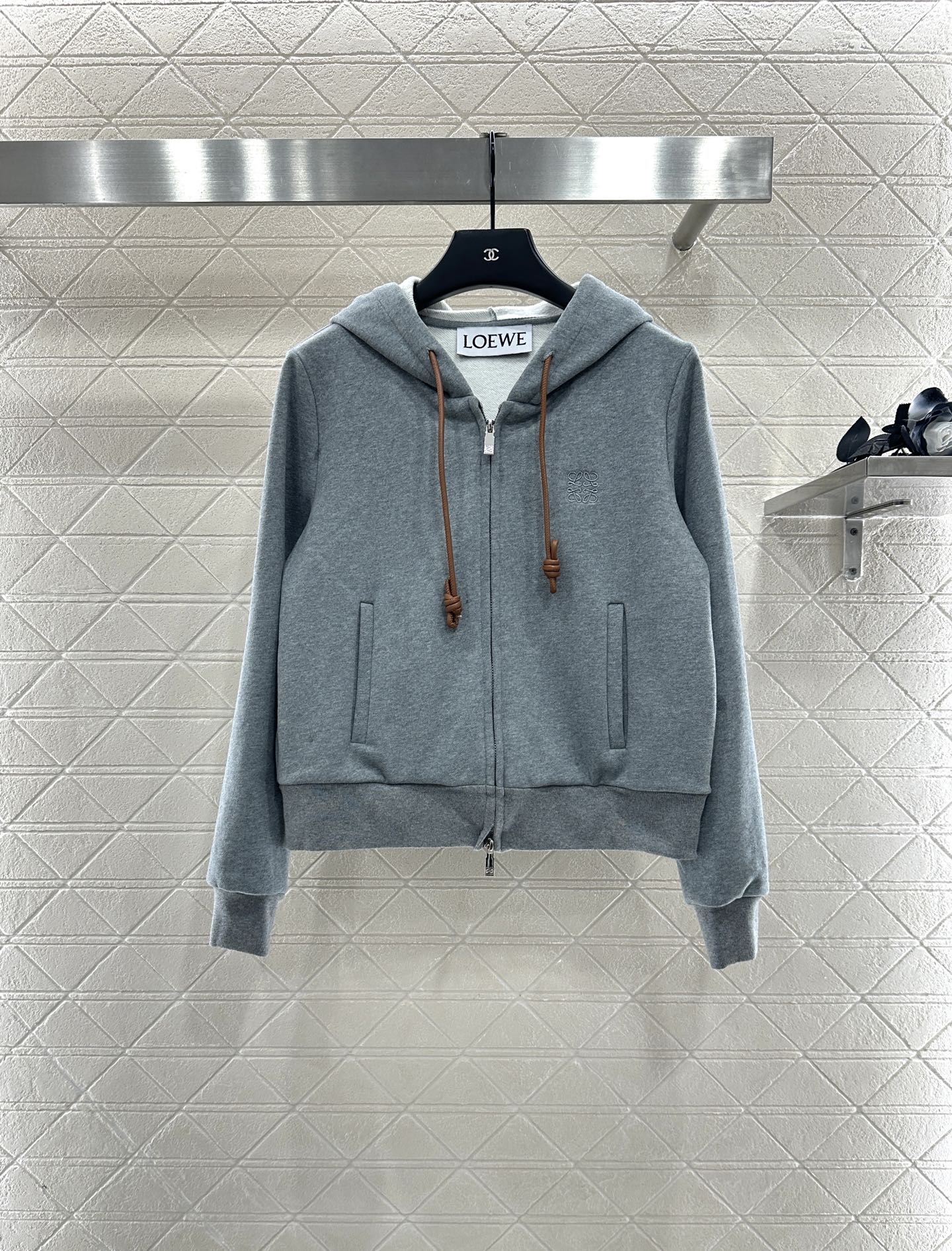 25 Velvet brushed hooded zipper jacket