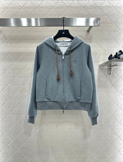 25 Velvet brushed hooded zipper jacket