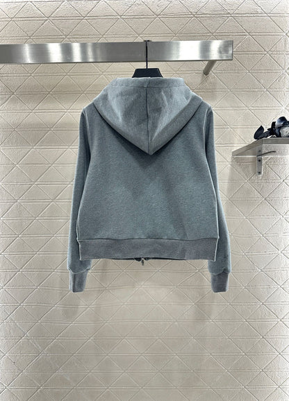 25 Velvet brushed hooded zipper jacket