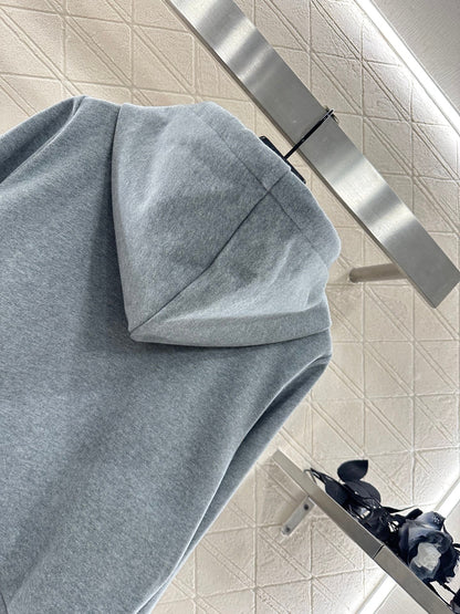 25 Velvet brushed hooded zipper jacket