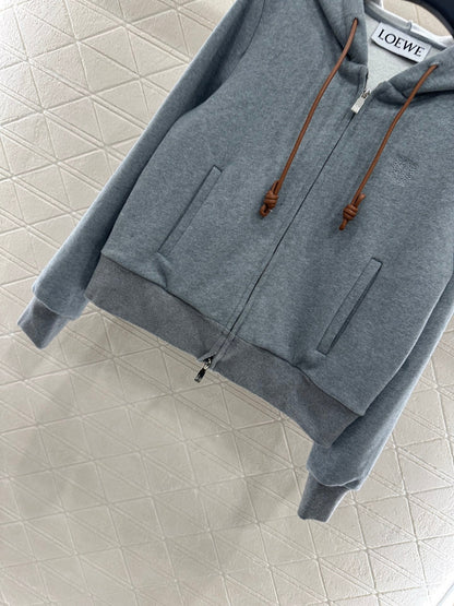 25 Velvet brushed hooded zipper jacket