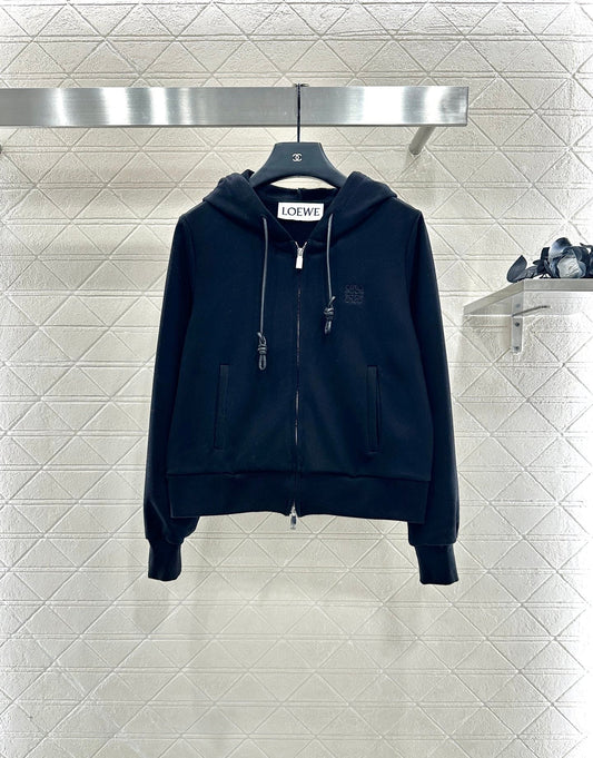 25 Velvet brushed hooded zipper jacket