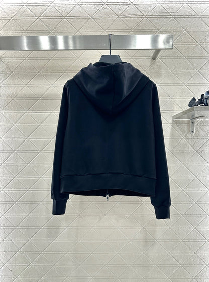 25 Velvet brushed hooded zipper jacket