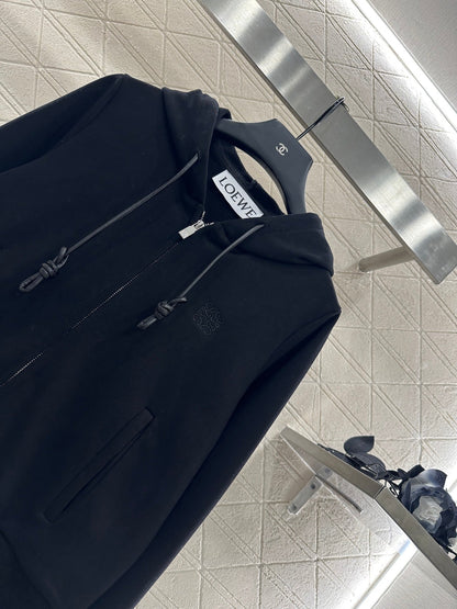 25 Velvet brushed hooded zipper jacket