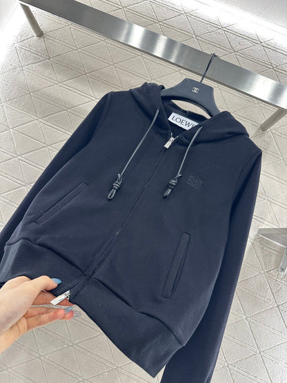 25 Velvet brushed hooded zipper jacket