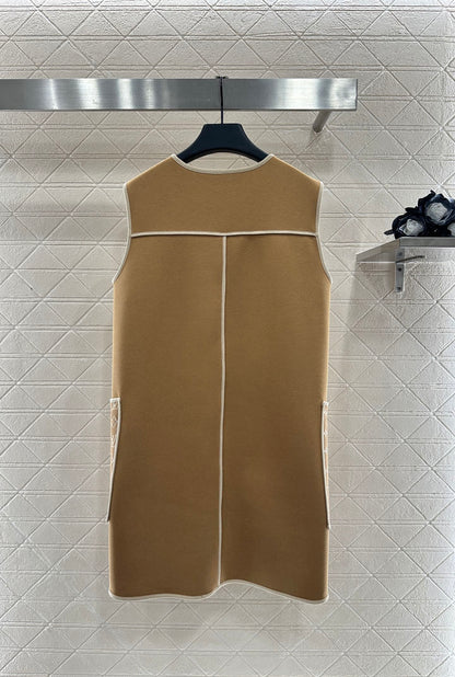 25 Jacquard patchwork pocket vest skirt